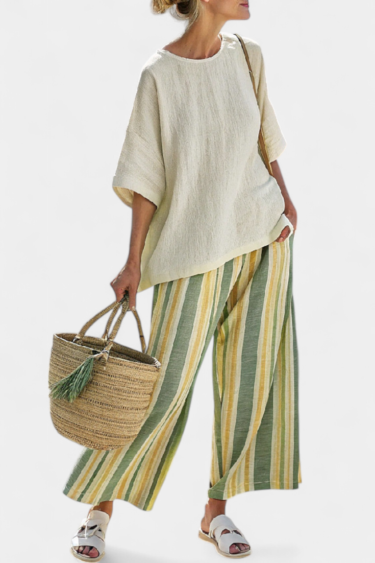 Victoria | Striped Linen Trouser Set