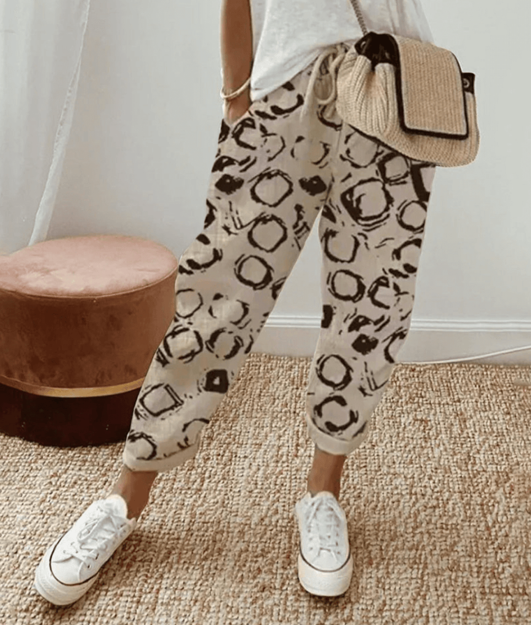 Ella | Printed Comfort-Waistband Trousers