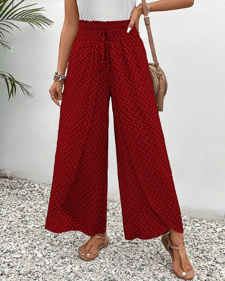 Isabella | Geometric Print Wide-Leg Trousers