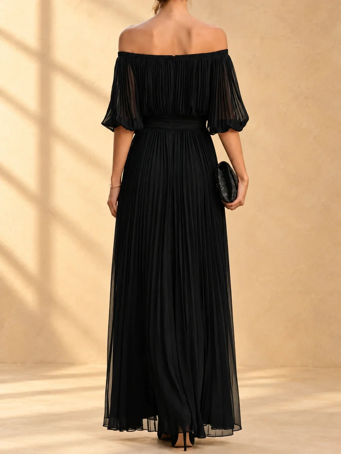 Genevieve | Off-Shoulder Chiffon Maxi Dress