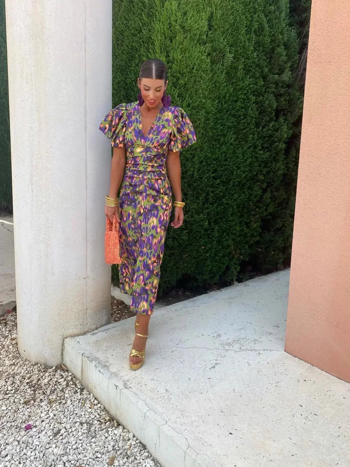 Ophelia | Puff Sleeve Midi Dress