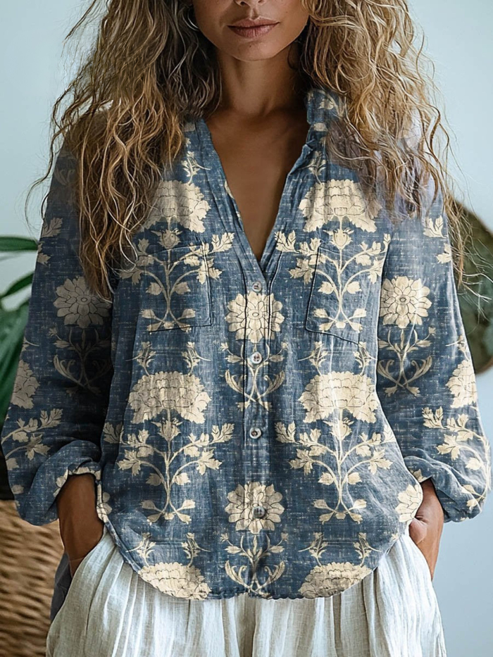 Alexa | Vintage Floral-Print Blouse