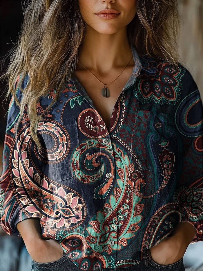 Samantha | Vintage Paisley-Print Blouse