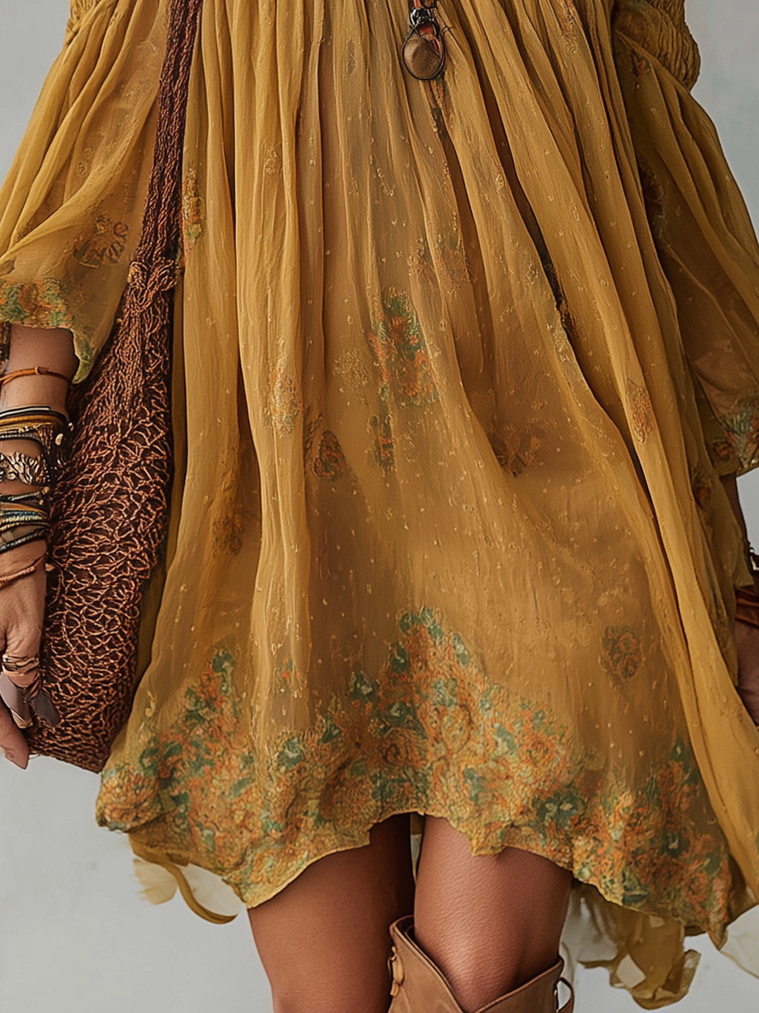 Elliana | Yellow Chiffon Floral Off-Shoulder Mini Dress