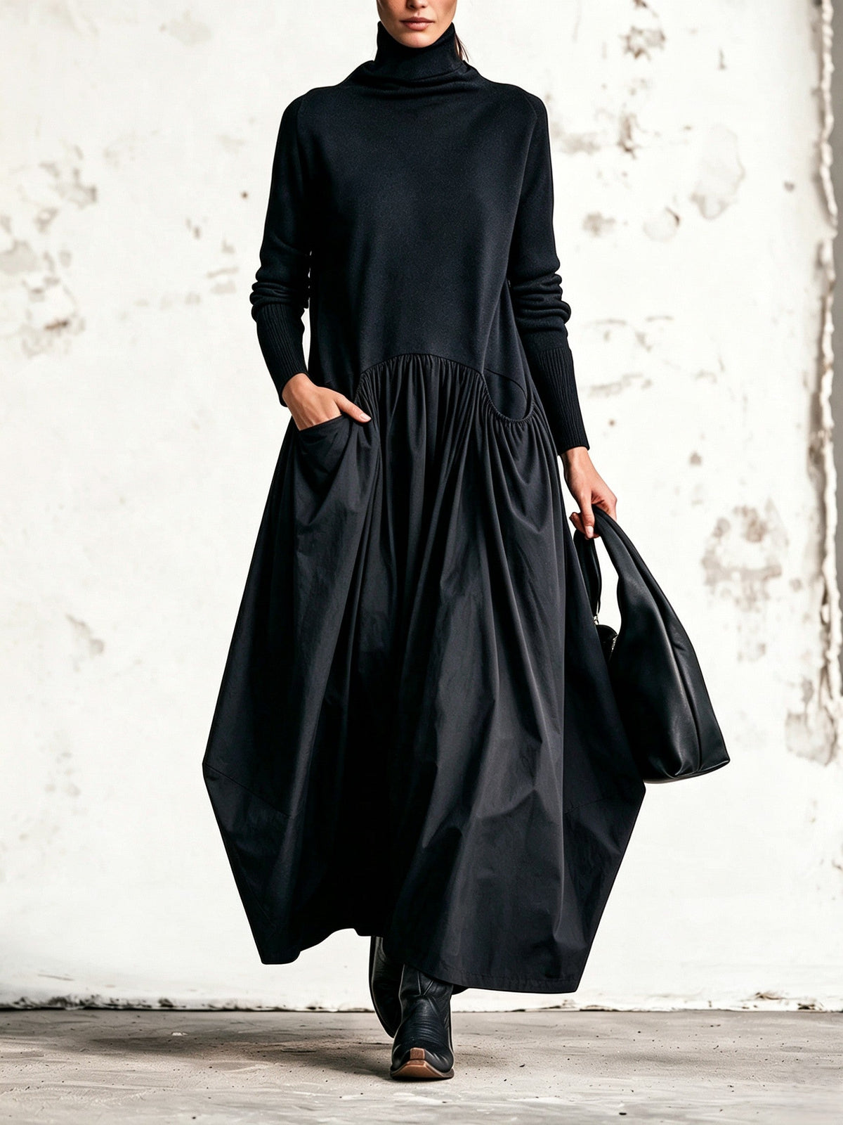Nora | High-Neck Oversized Maxi Dress