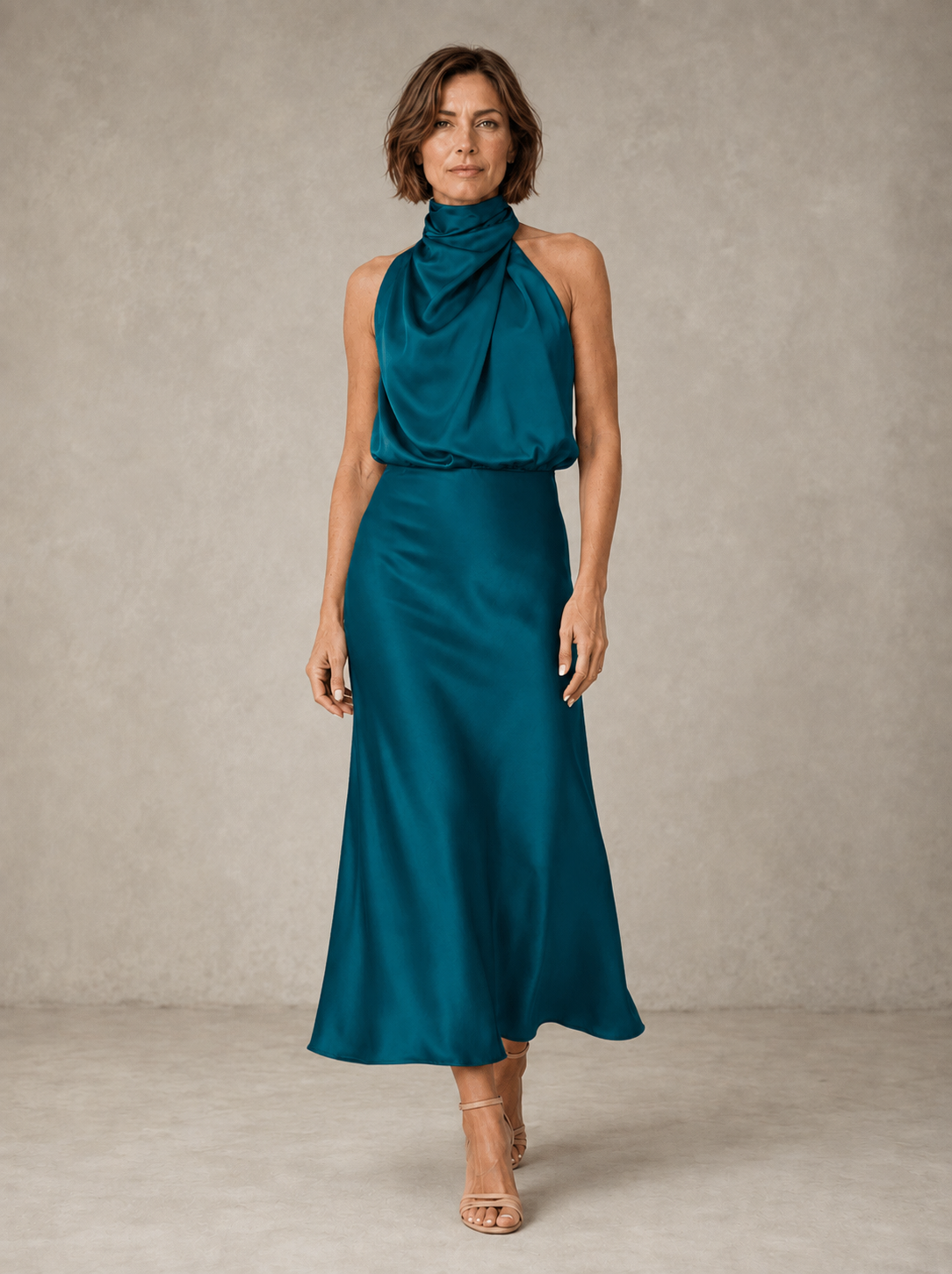 Harper | Halter Satin Evening Dress