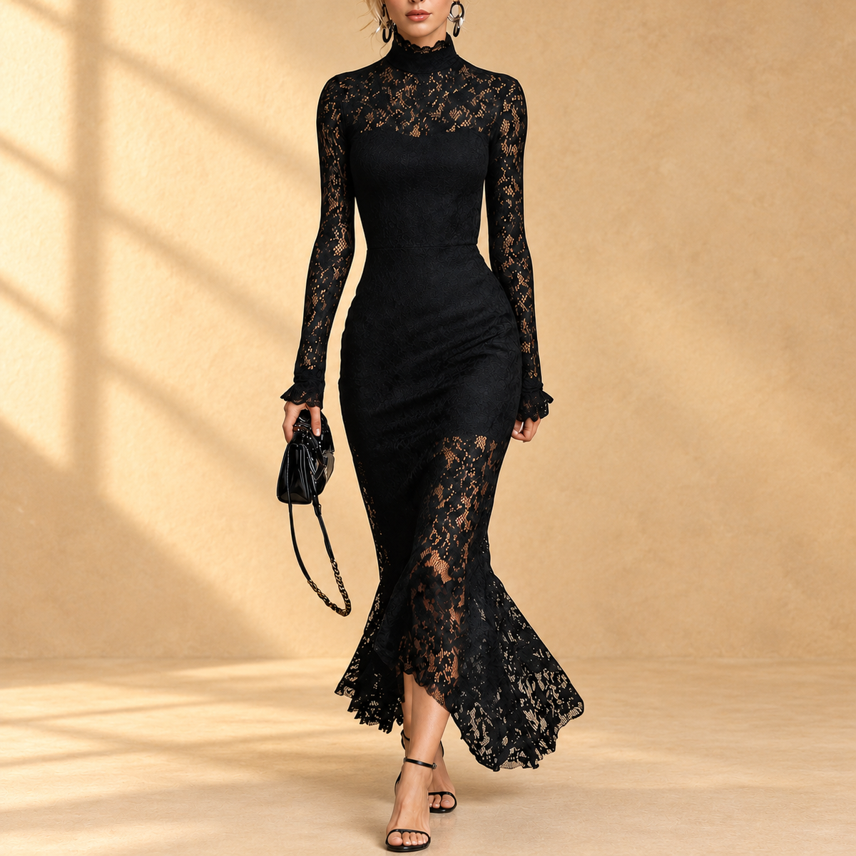 Arabella | Black Lace Evening Dress