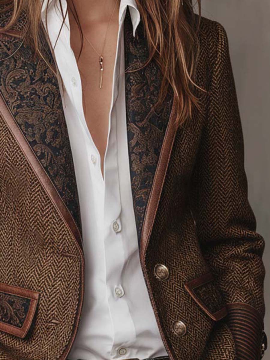 Francesca | Herringbone Insert Blazer