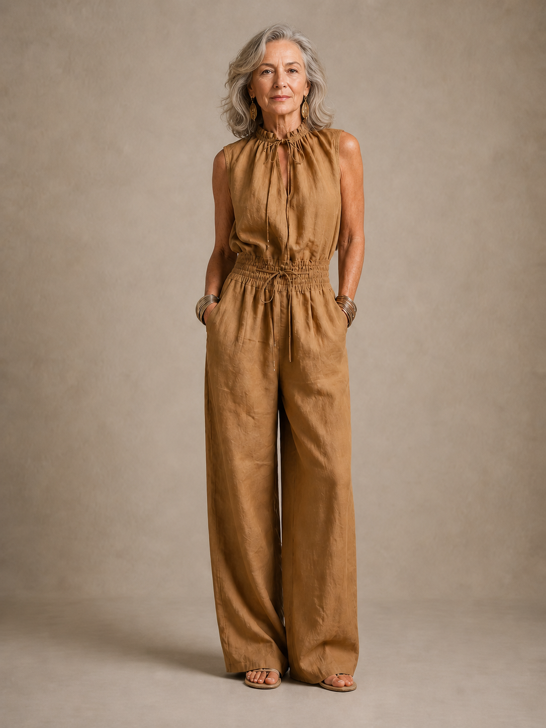 Zenaide | Camel Wide-Leg Jumpsuit