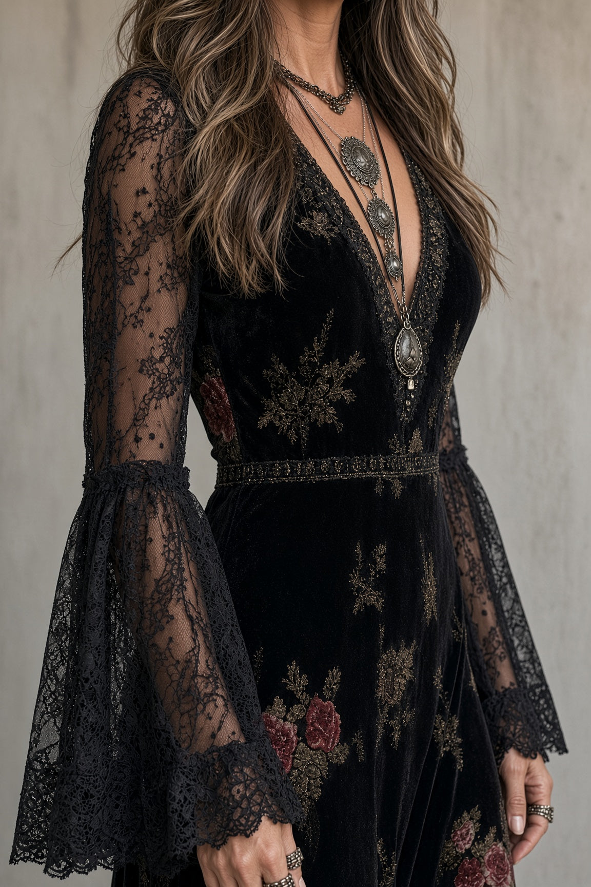 Natalie | Velvet Floral Maxi Dress