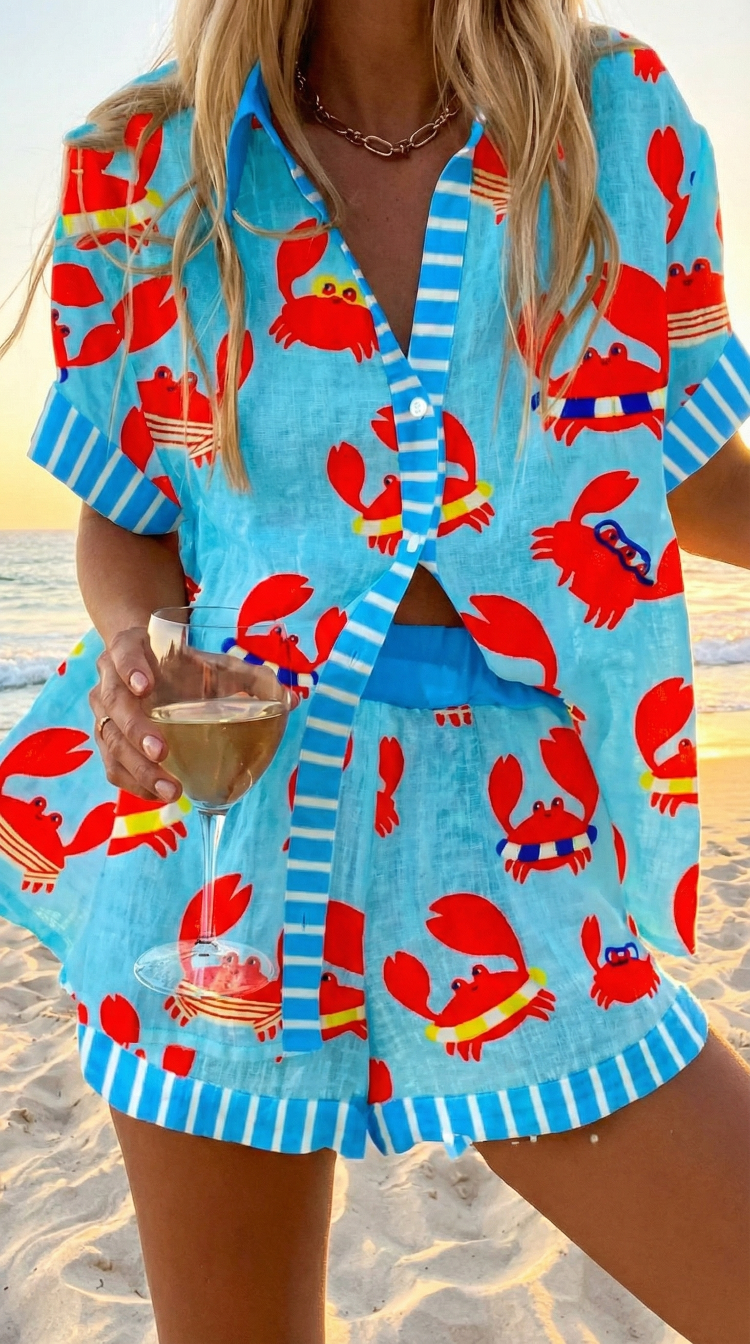 Chloe | Cotton-Linen Tee and Shorts Set