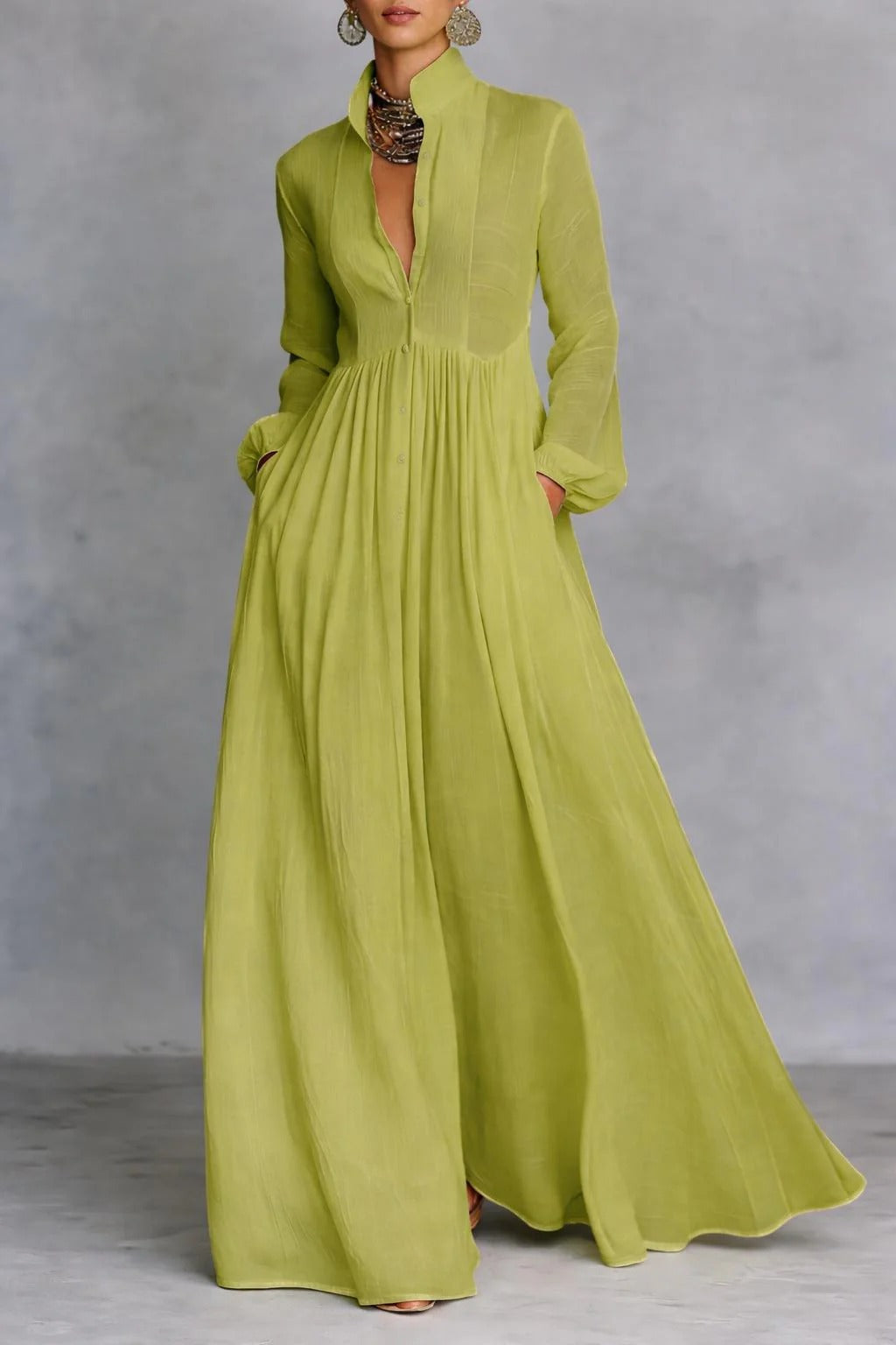 Penelope | Flowing Button-Front Maxi Dress