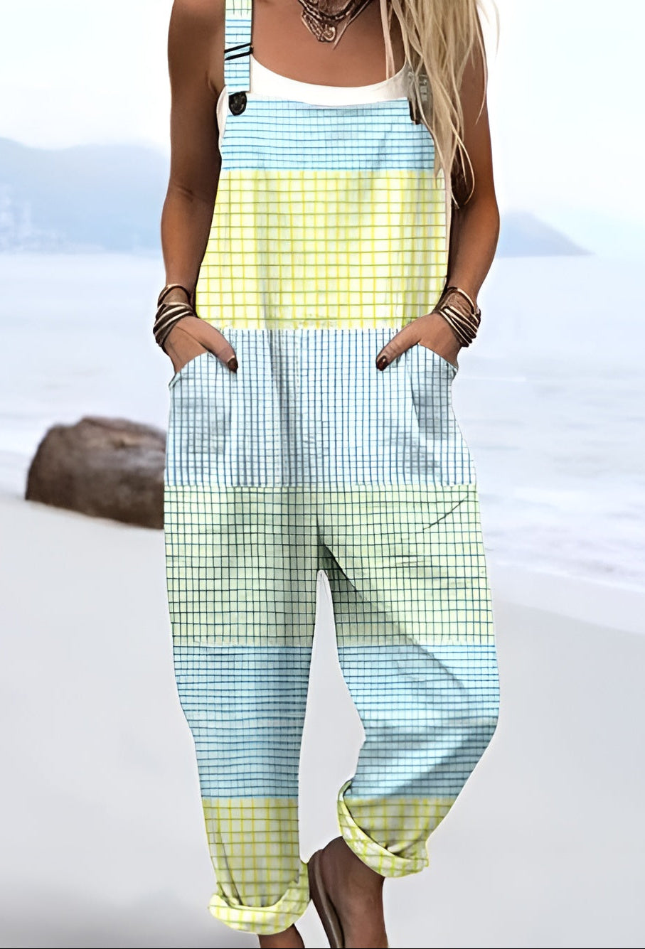 Charlotte | Pastel Grid Overalls
