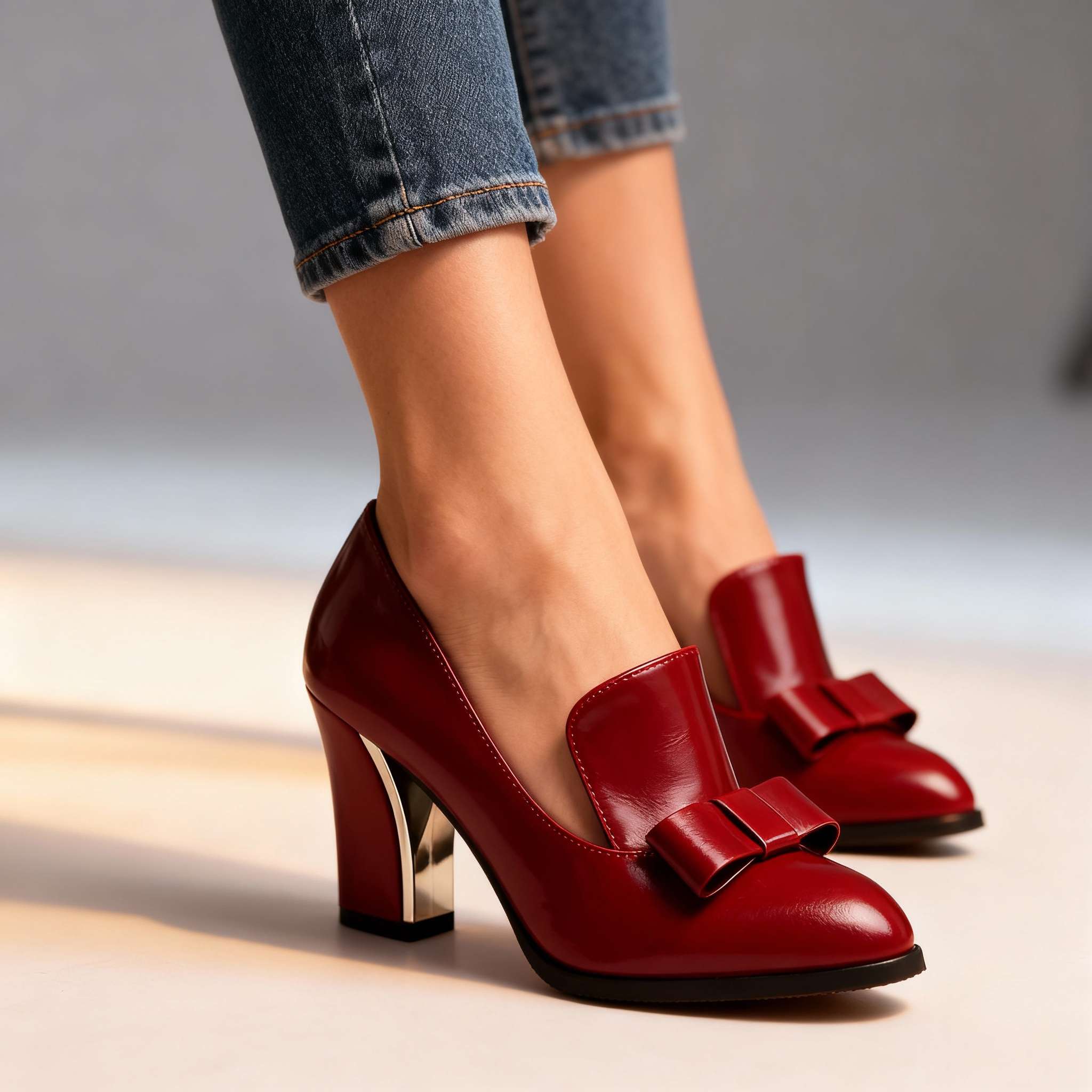 Isabella | Bow Detail Block Heel Pumps
