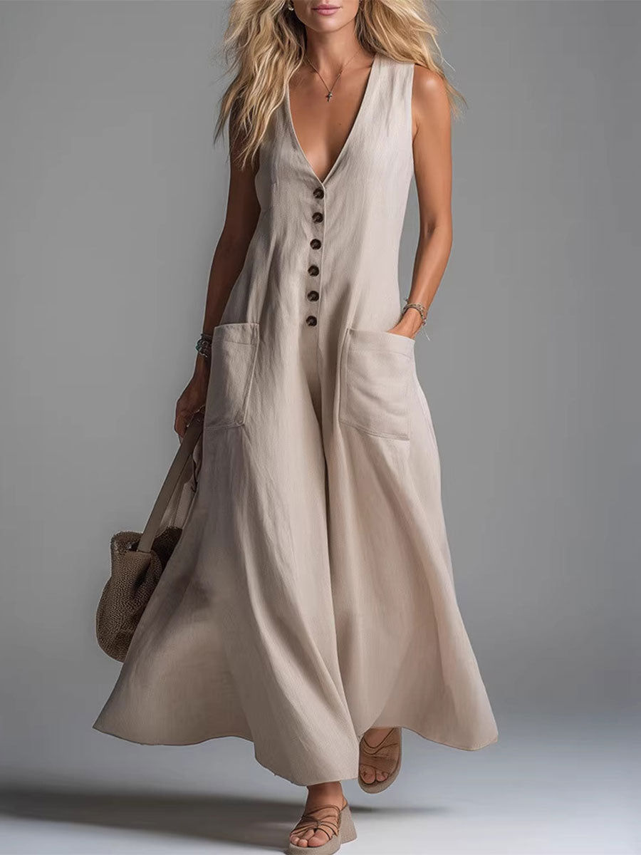 Charlotte | Sleeveless Button-Front Maxi Dress