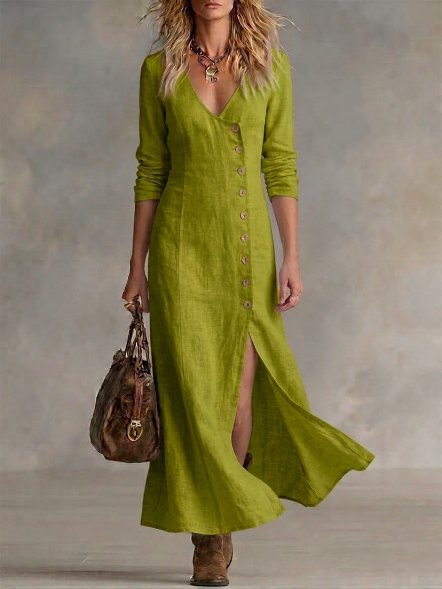 Olivia | Tailored Button-Front Maxi Dress