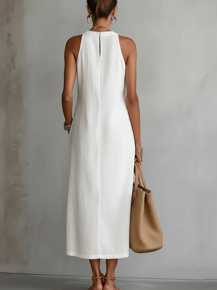 Sophia | Sleeveless Lace Detail Midi Dress