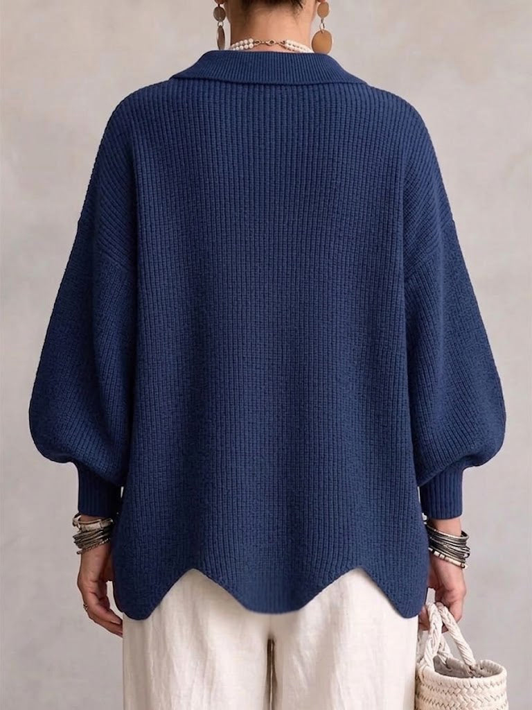 Elvinia | Oversized Collared Cardigan With Large Metal Buttons