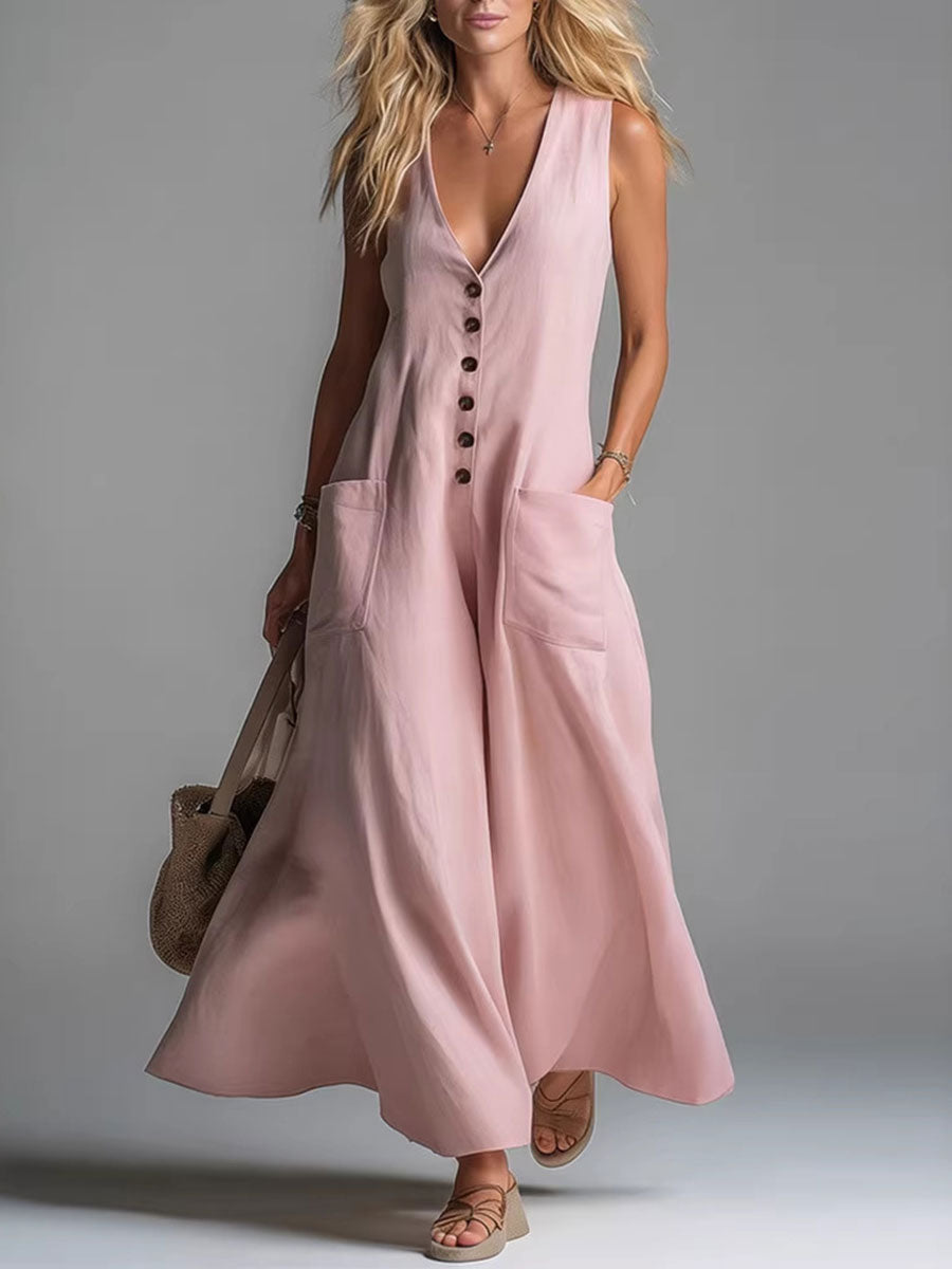 Charlotte | Sleeveless Button-Front Maxi Dress