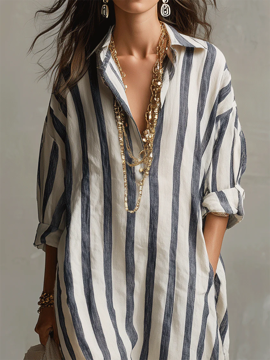 Evelyn | Stripe Oversized Maxi Dress