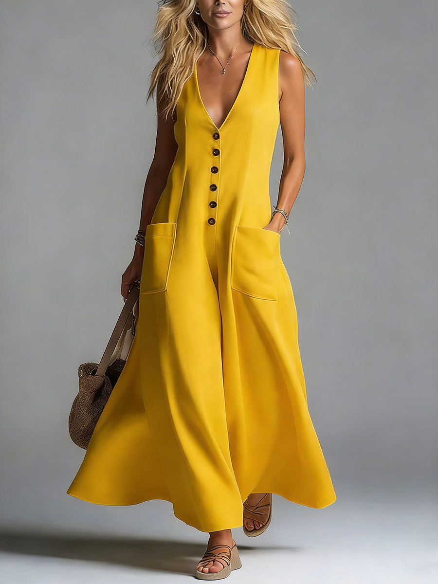 Charlotte | Sleeveless Button-Front Maxi Dress
