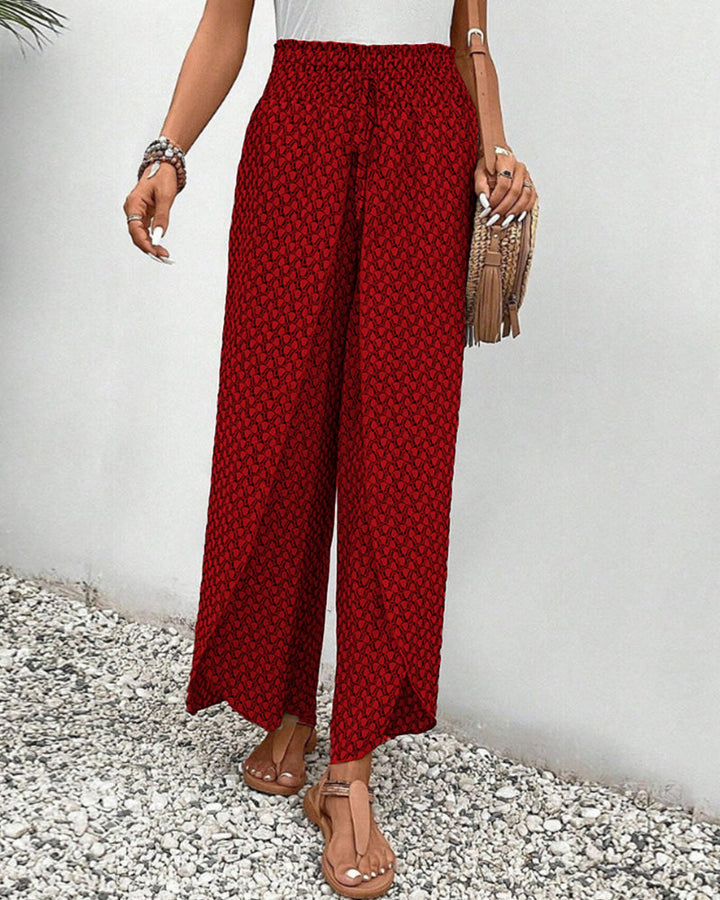 Isabella | Geometric Print Wide-Leg Trousers