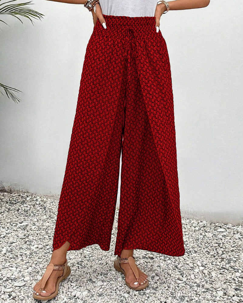 Isabella | Geometric Print Wide-Leg Trousers