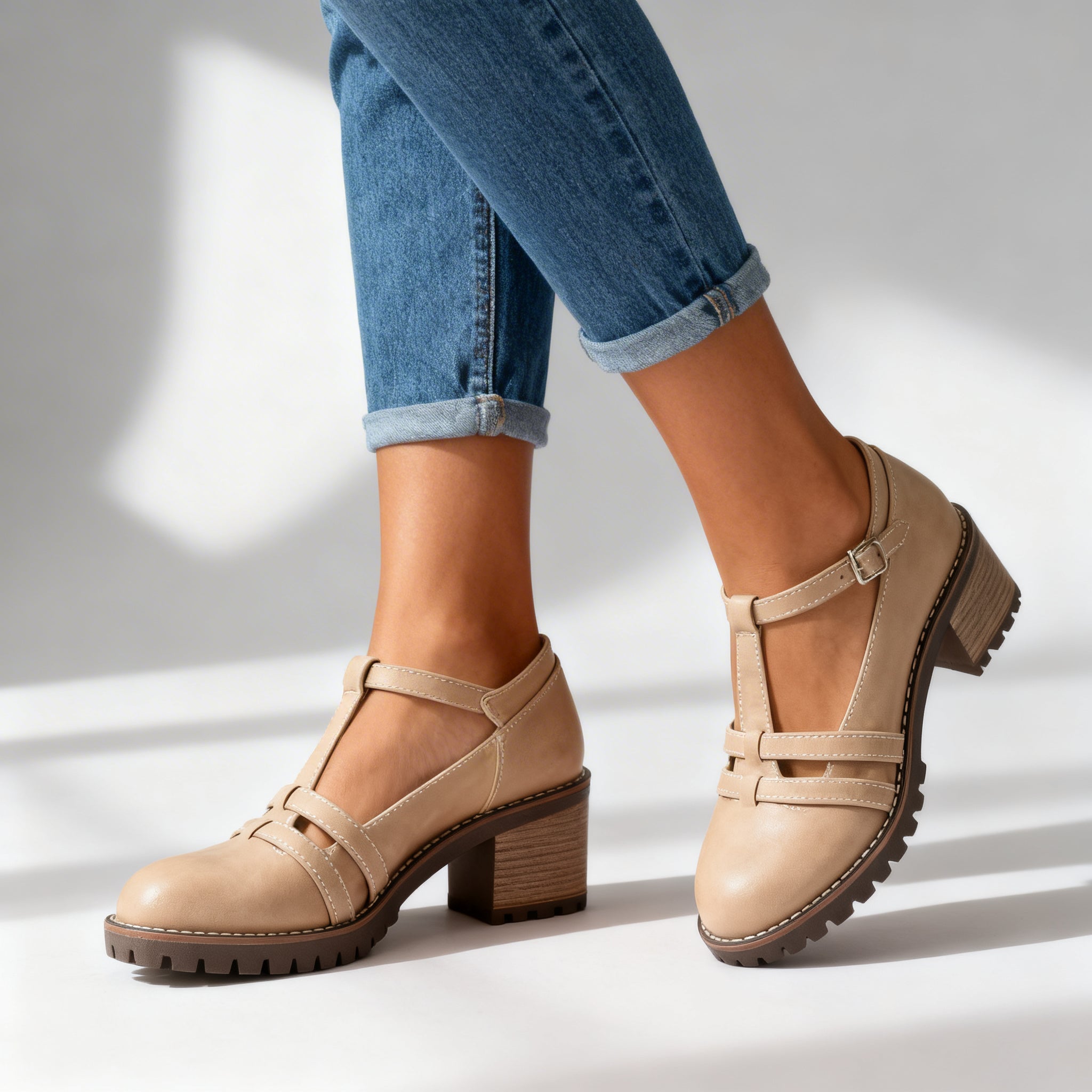 Sophia | T-Strap Block Heel Loafer