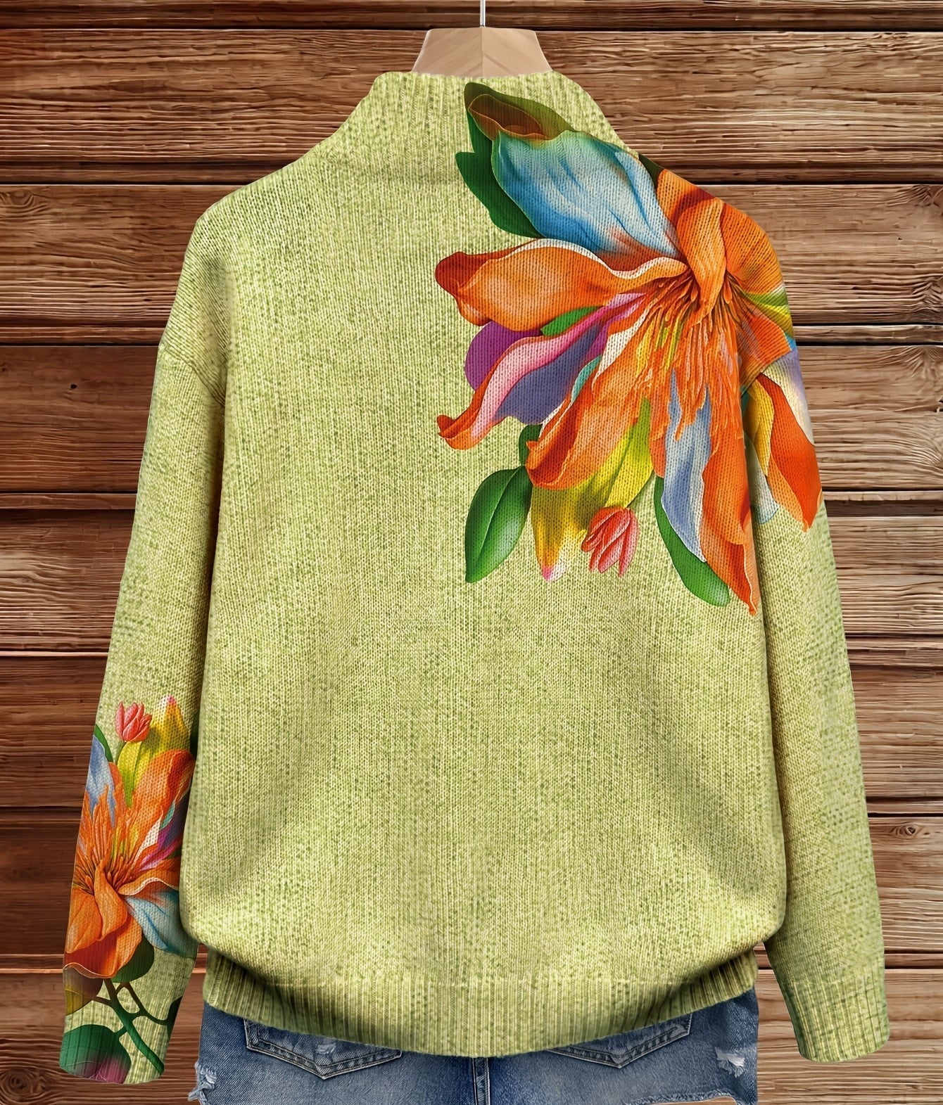 Athena | Tropical Lily Floral Zip Cardigan