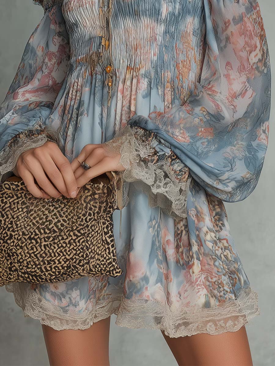 June | Romantic Floral Off-Shoulder Ruched Mini Dress