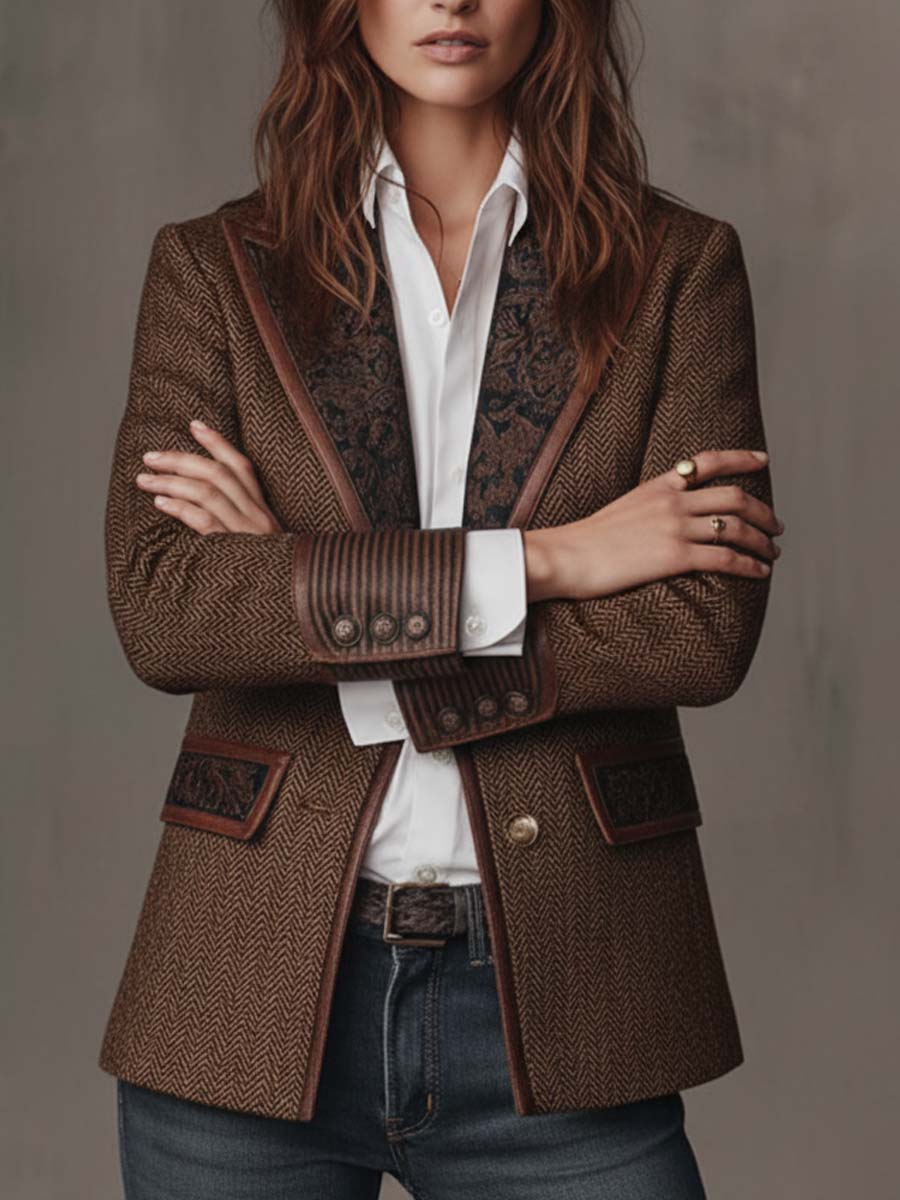 Francesca | Herringbone Insert Blazer
