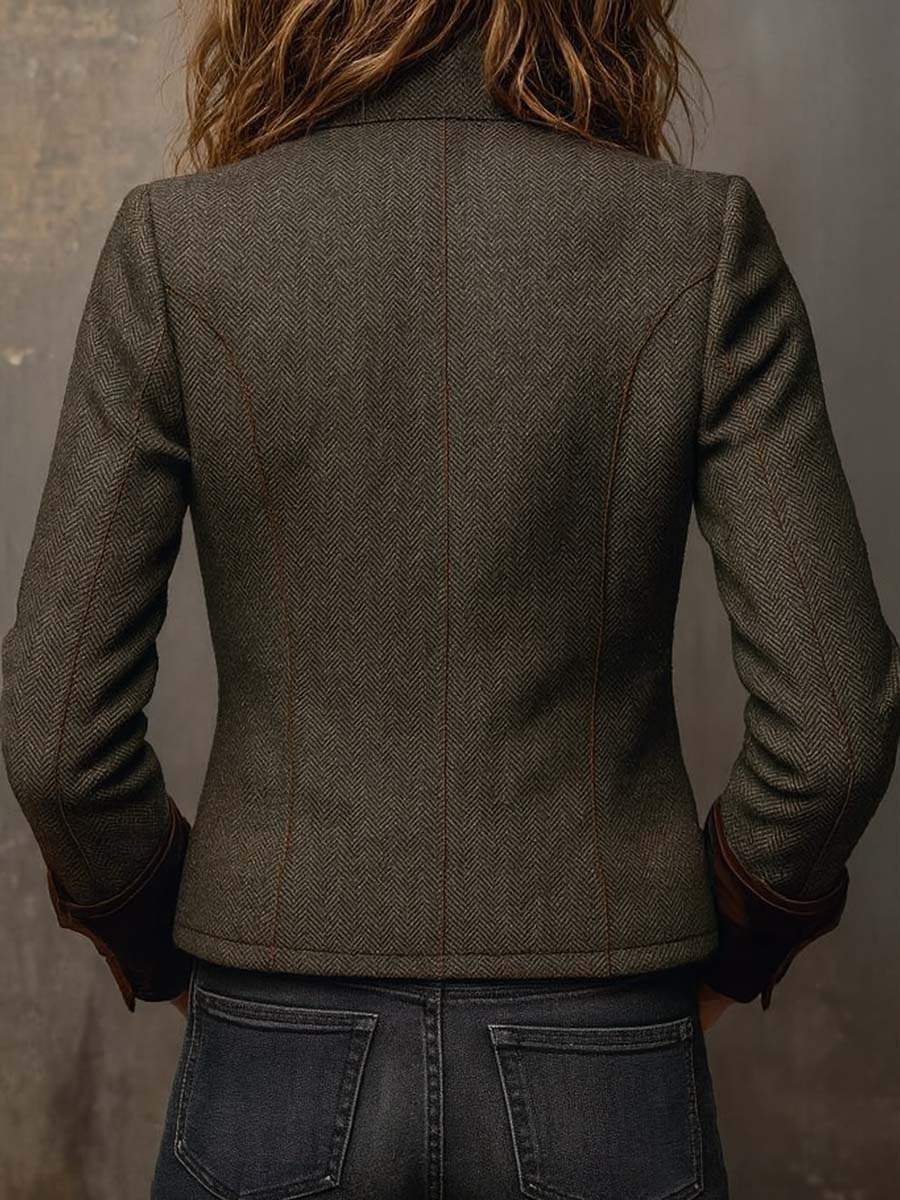 Bella | Herringbone Contrast Blazer