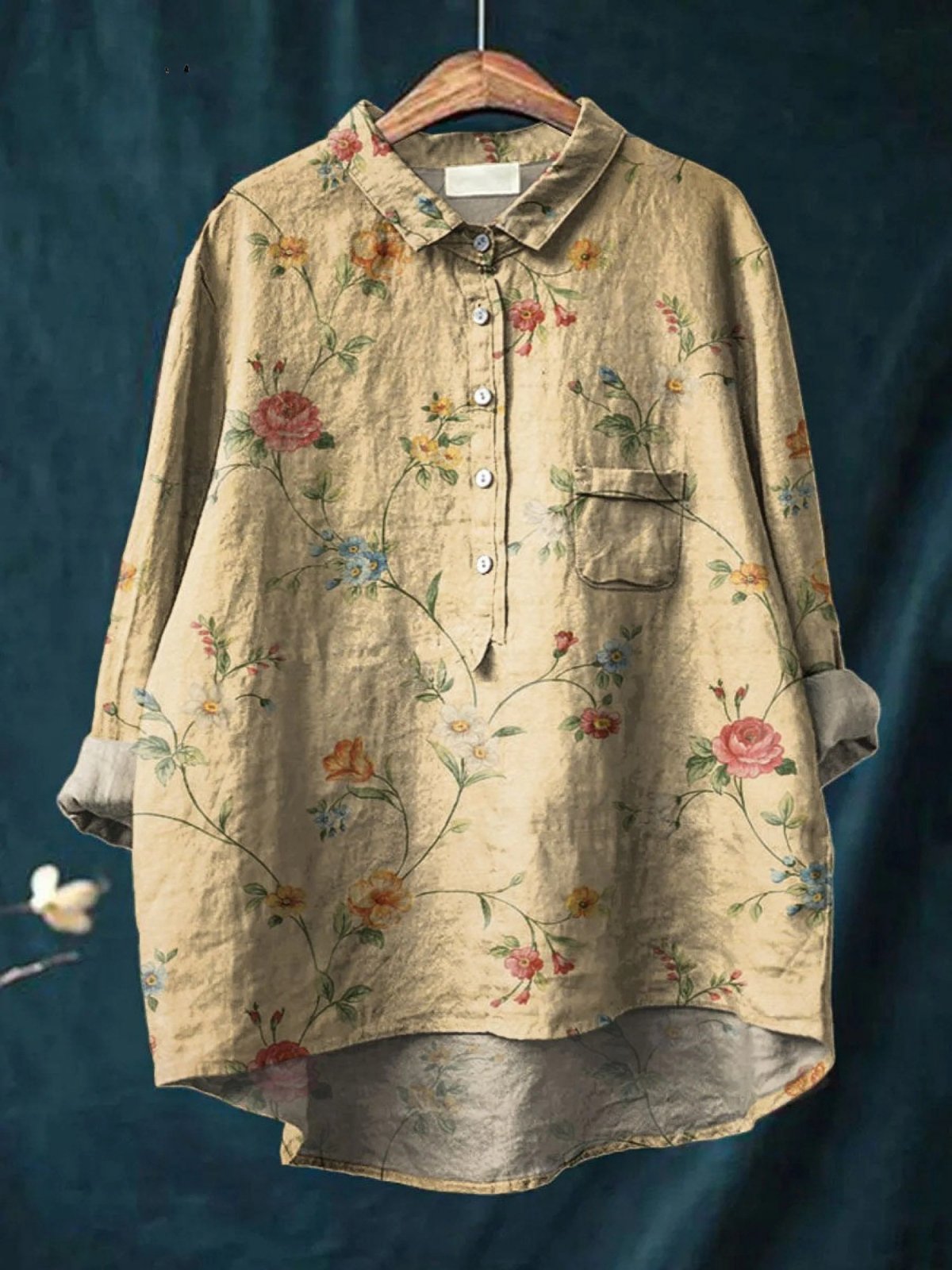 Poppy | Vintage Floral Art Print Casual Shirt
