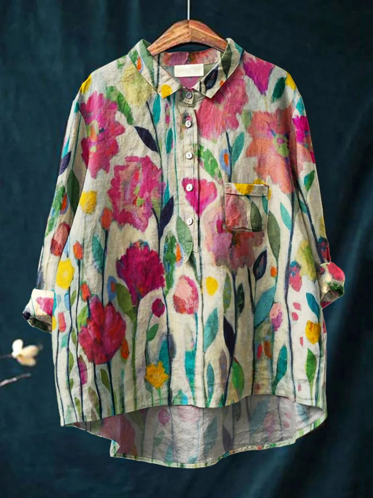 Phoebe | Vintage Flower Art Print Casual Shirt