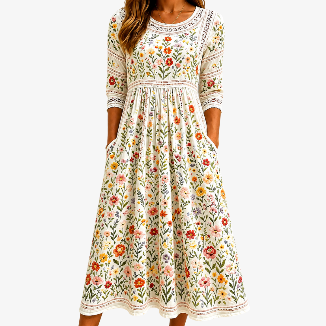 Samantha | Wildflower Meadow Charm Pocket Midi Dress