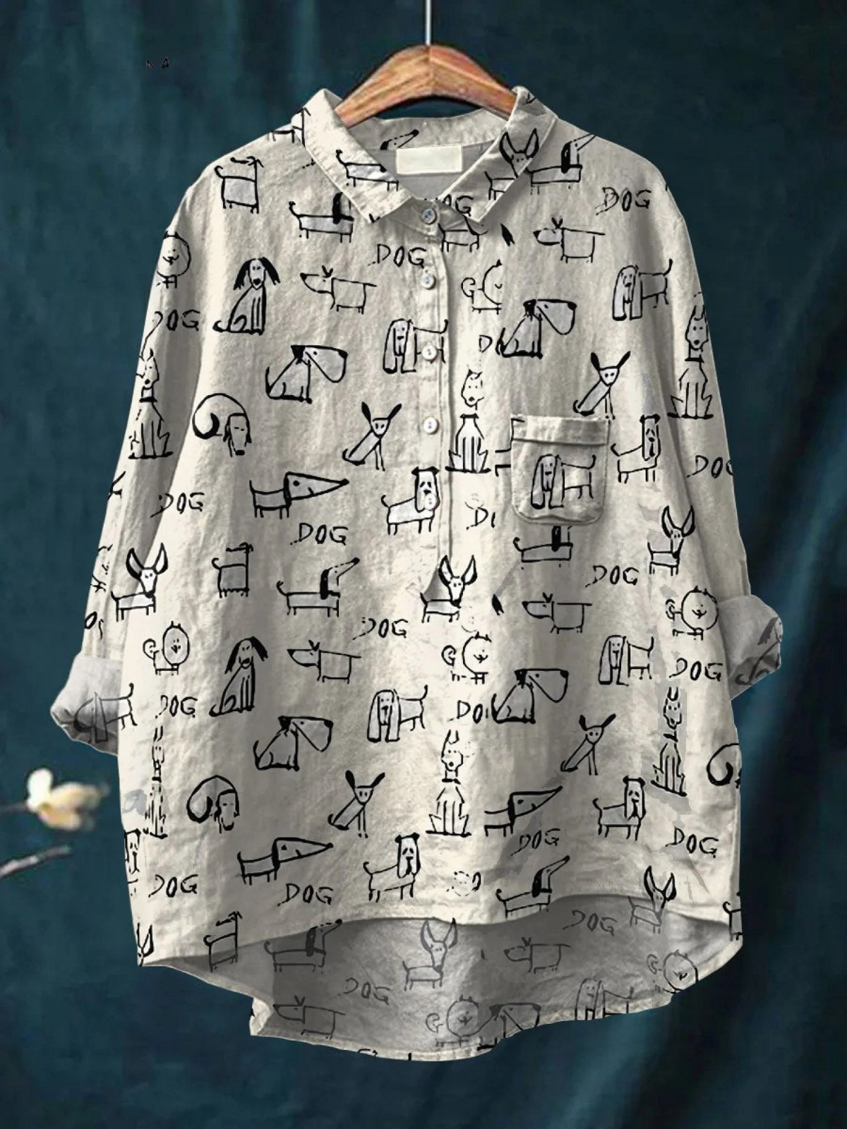 Ivy | Cute Dog Print Casual Shirt