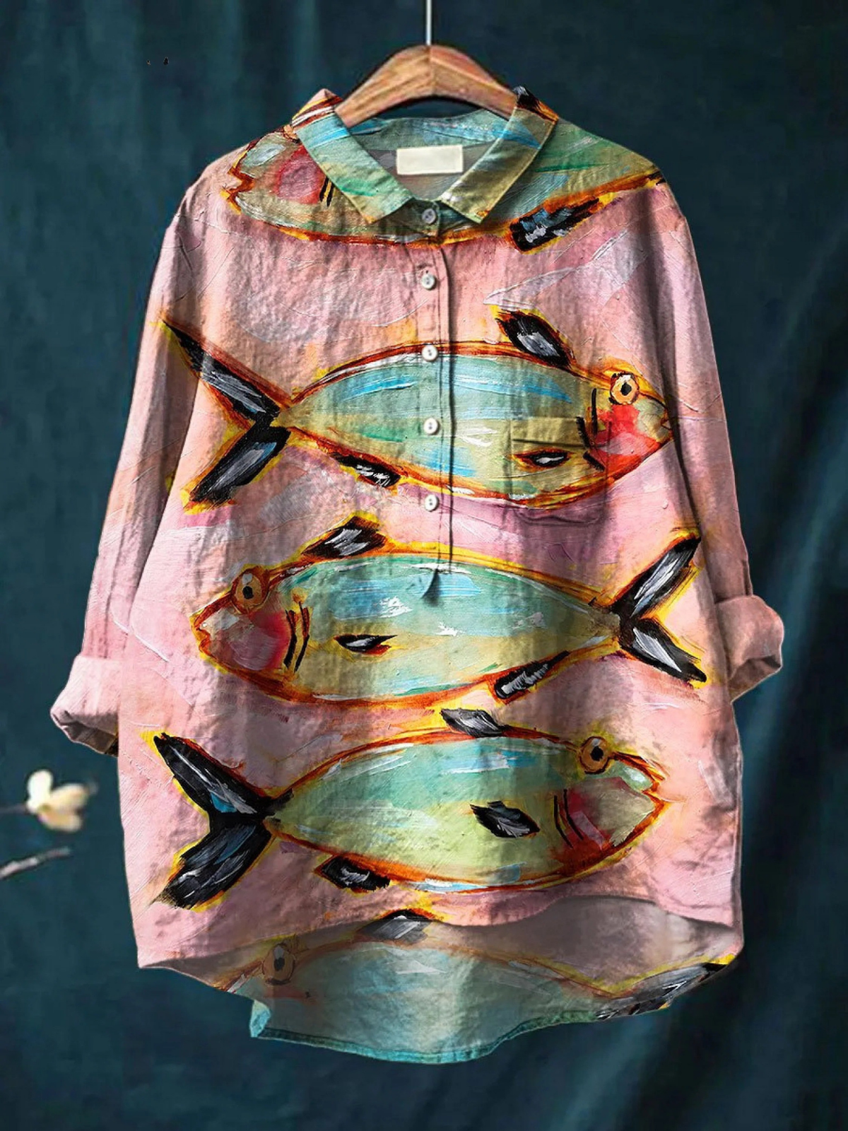 Eliza | Vintage Fish Art Print Casual Shirt
