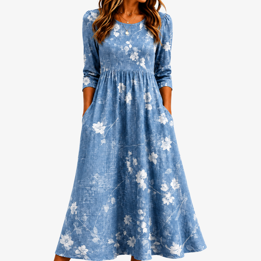 Brooklyn | Bluebell Breeze Floral Pocket Midi Dress