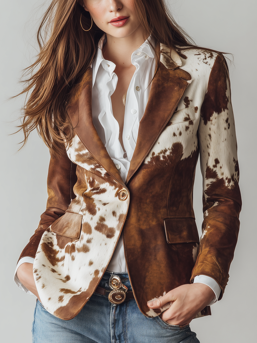Alessia | Cow Print Vintage Blazer