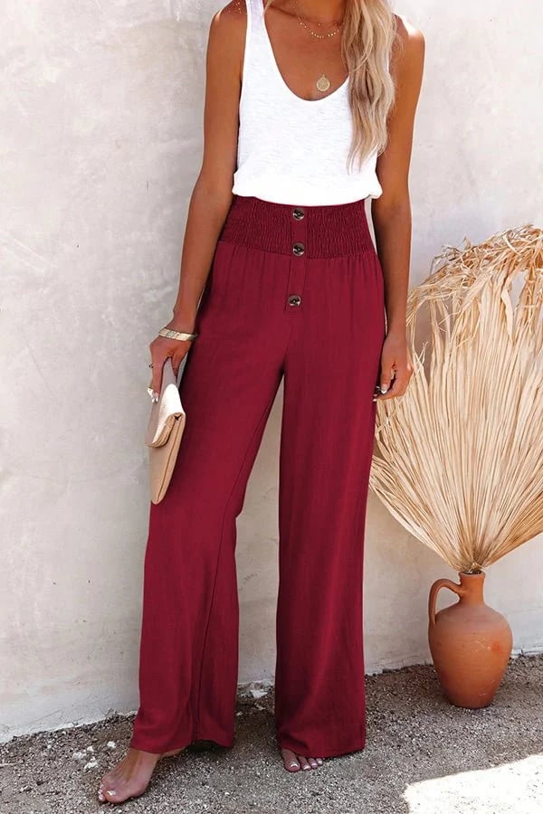Chloe | High-Waisted Smocked Trousers