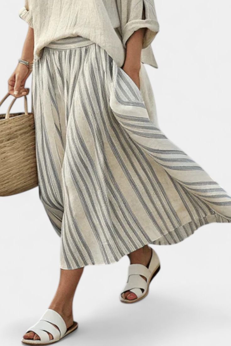 Aurora | Striped Midi Skirt Set