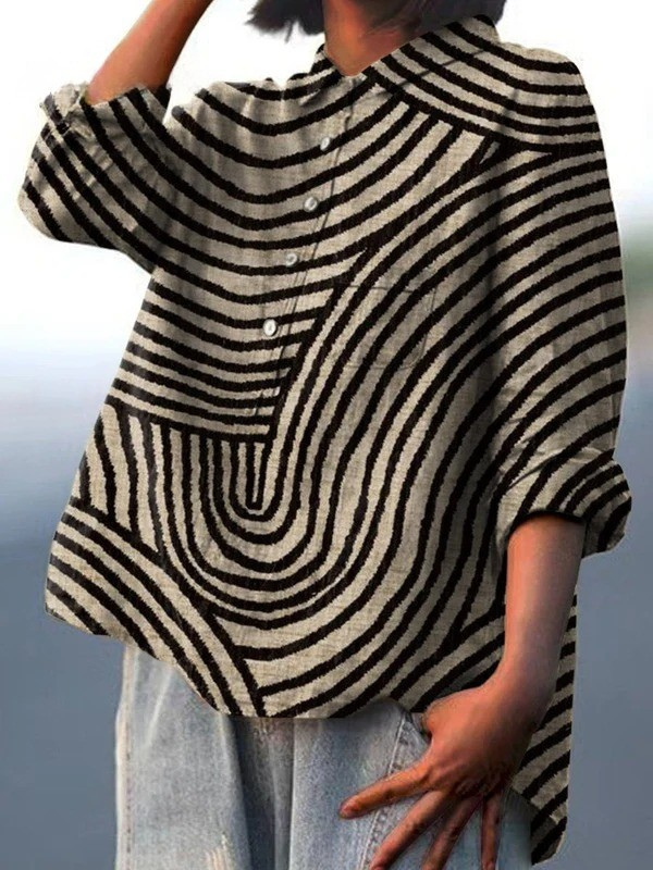 Gabriella | Circular Line-Pattern Print Casual Shirt