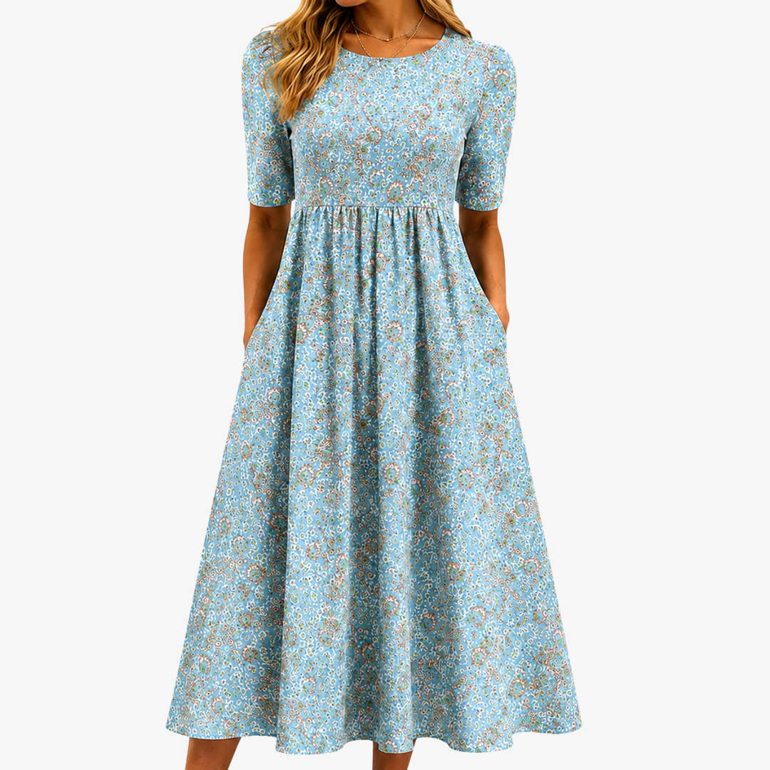 Aaliyah | Seaside Mosaic Floral Pocket Maxi Dress