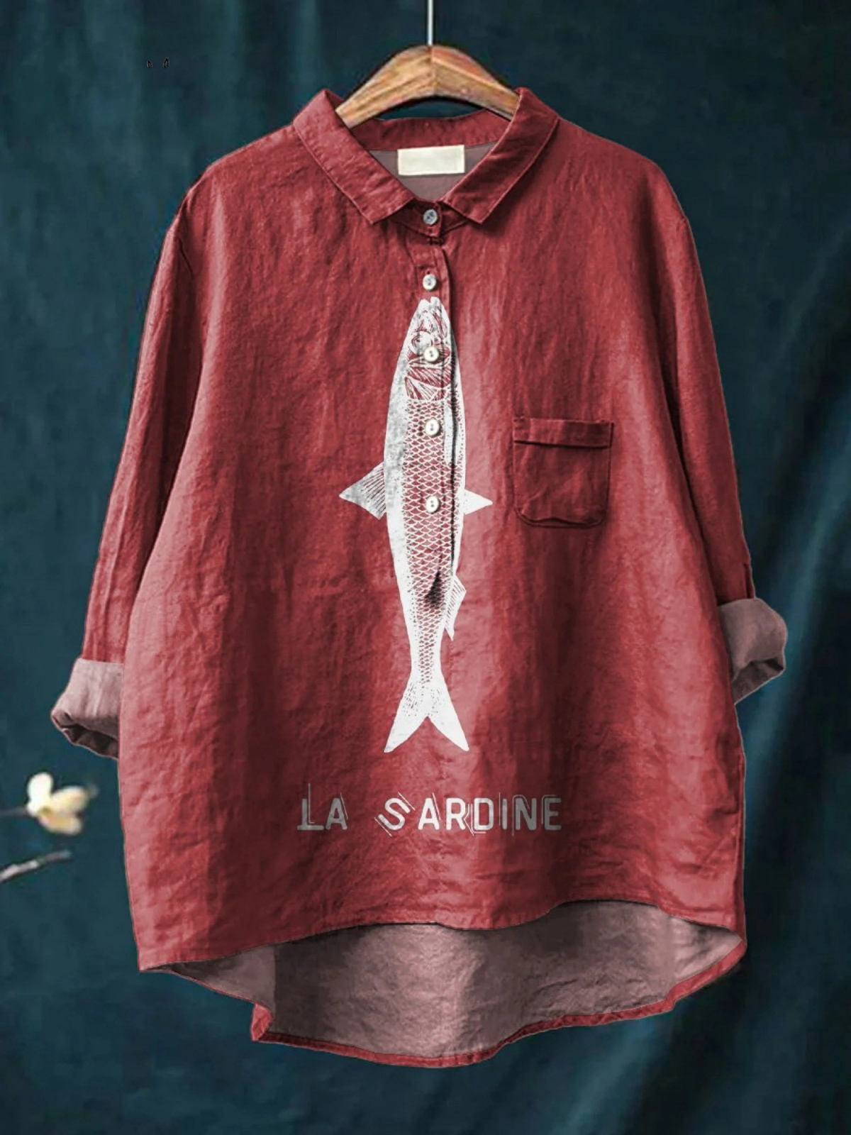 Peyton | Sardine Fish Graphic Print Casual Shirt
