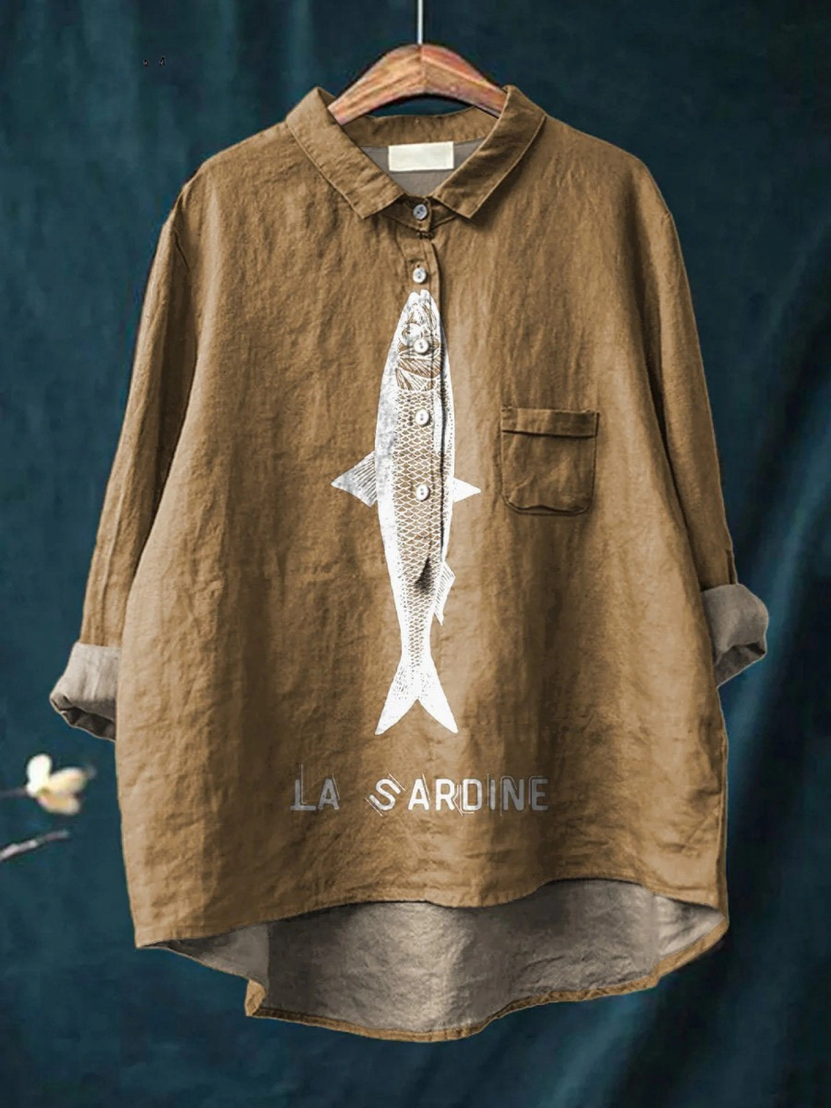 Peyton | Sardine Fish Graphic Print Casual Shirt