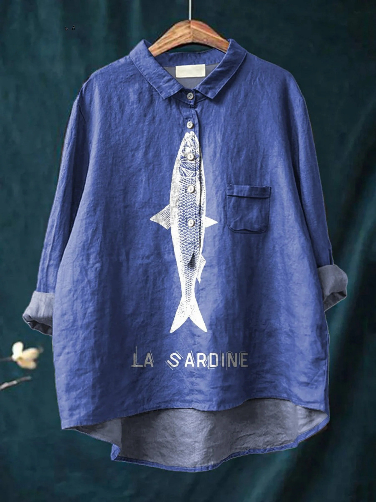 Peyton | Sardine Fish Graphic Print Casual Shirt