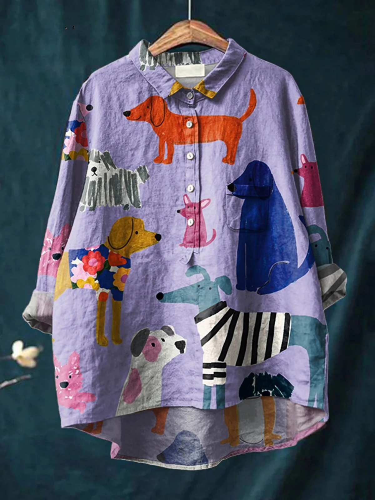 Rylee | Dog Art Print Casual Shirt