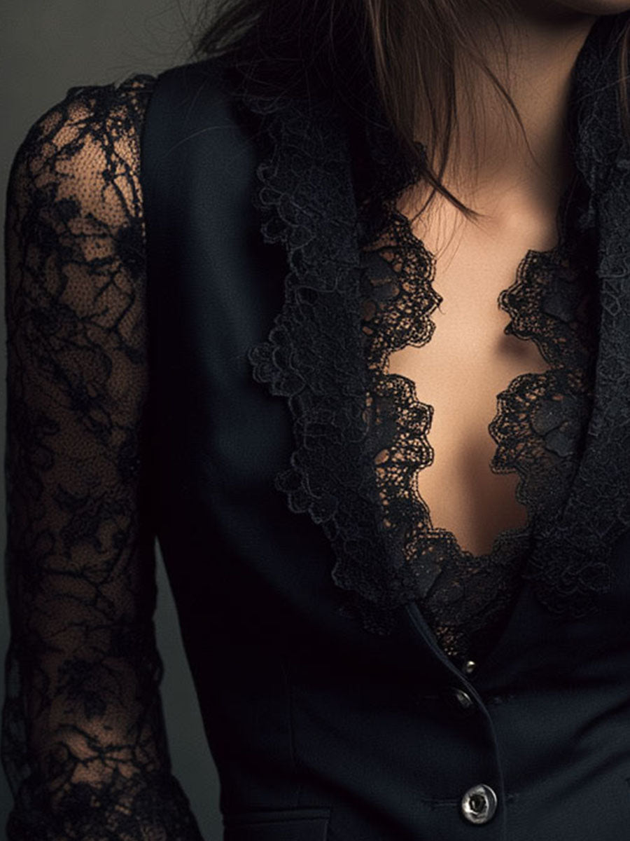 Vittoria | Lace-Sleeve Blazer