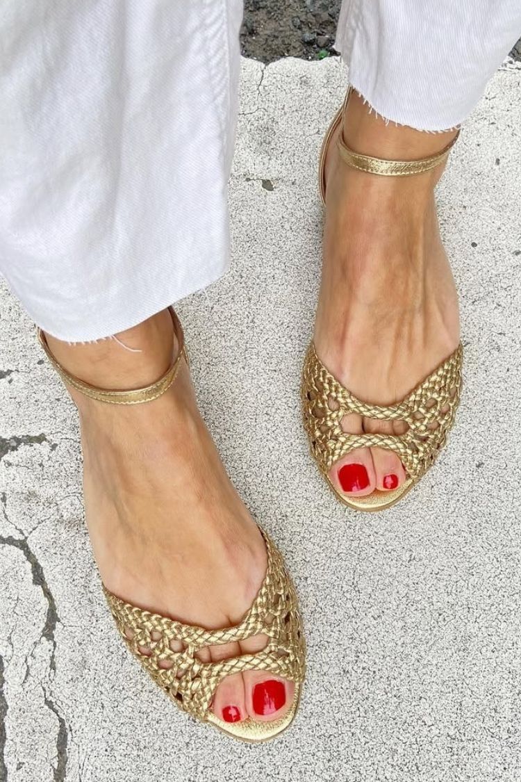 Abigail | Woven Gold Sandals