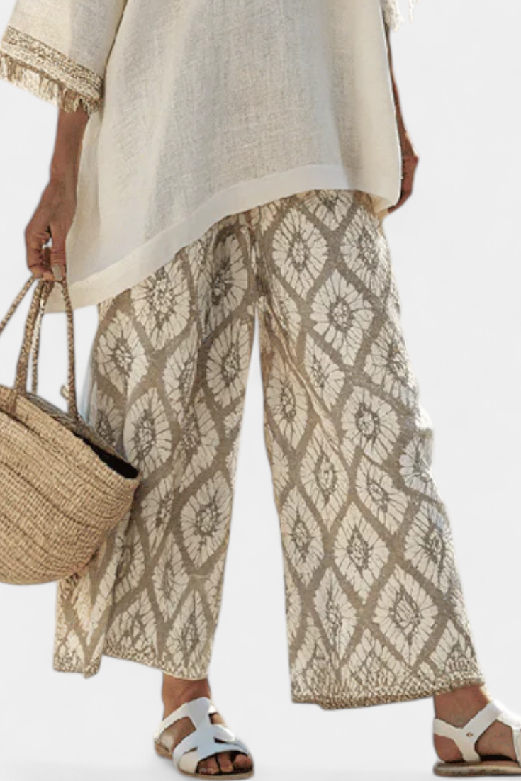 Harper | Fringed Ethnic Print Trouser Set